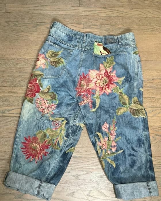 Original photo of embroidered jeans