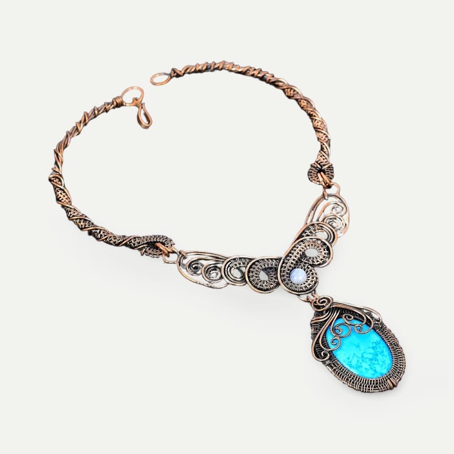 Copper turquoise necklace, finished with Photolister