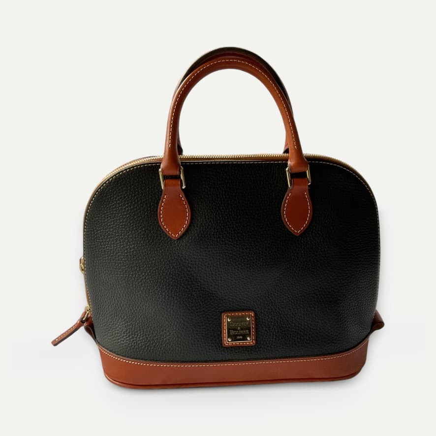 Leather handbag, finished with Photolister