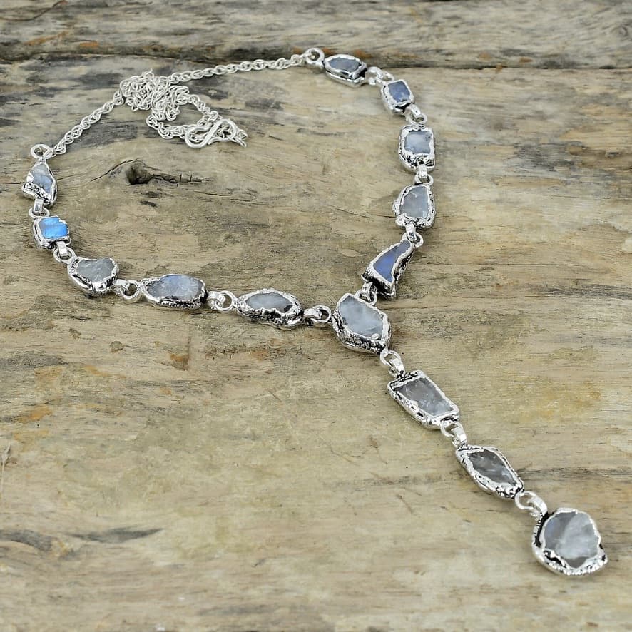 Original photo of silver stone necklace