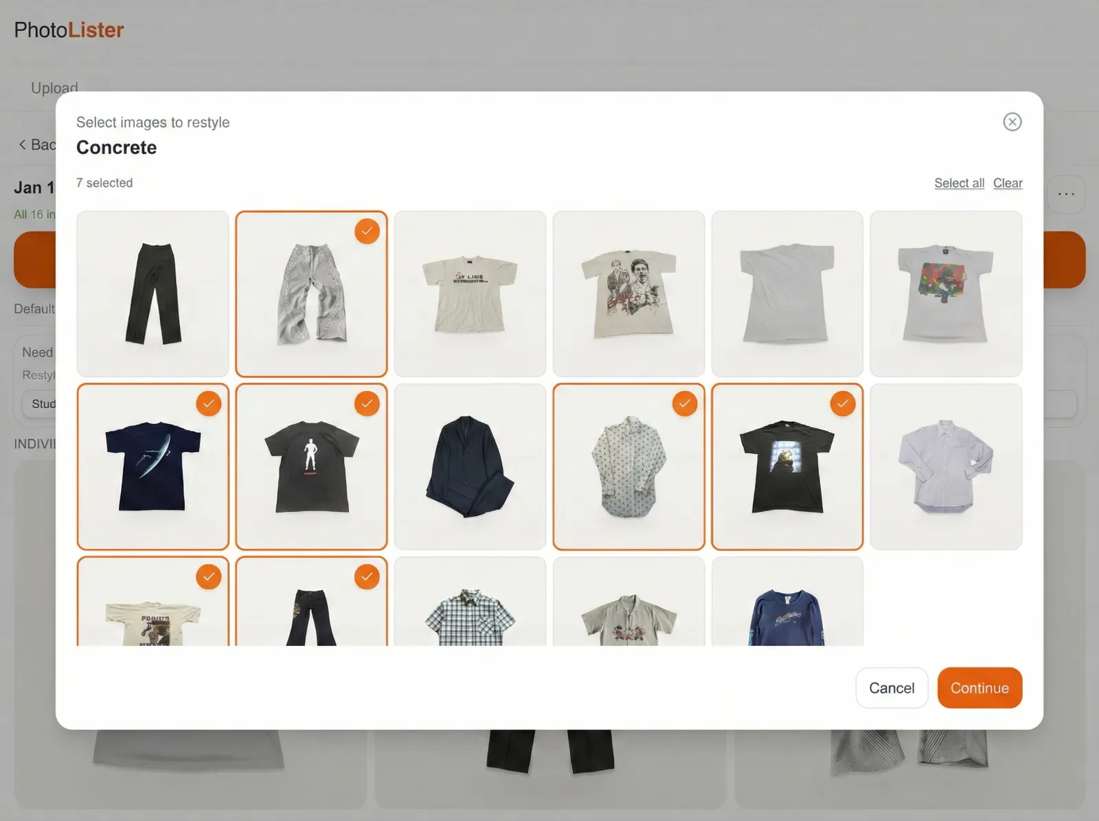 Choose the images you want to restyle.